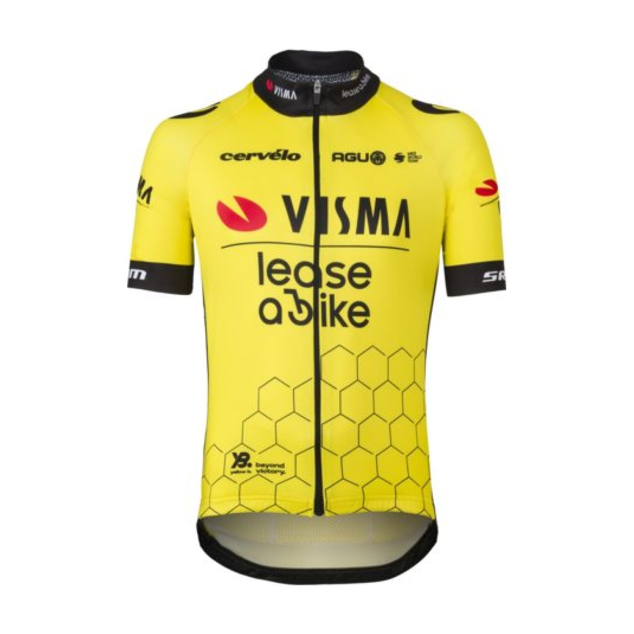 AGU Cyklistický dres s krátkým rukávem - REPLICA VISMA | LEASE A BIKE K 2024 - žlutá/černá 140 cm