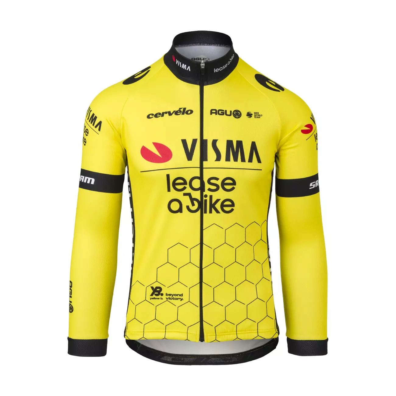 Levně AGU Cyklistický dres s dlouhým rukávem letní - REPLICA VISMA | LEASE A BIKE 2024 - žlutá/černá M