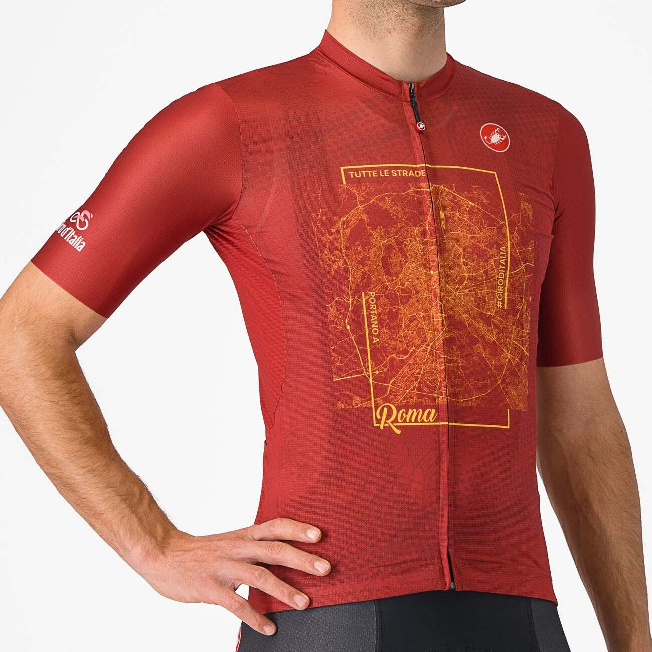 
                CASTELLI Cyklistický dres s krátkým rukávem - GIRO107 ROMA - červená 2XL
            