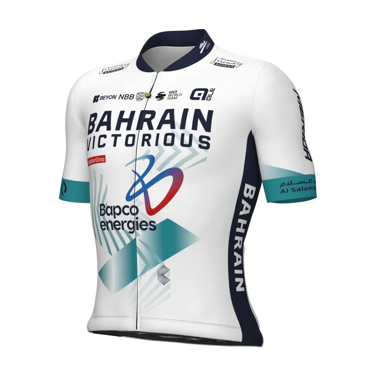 ALÉ Cyklistický dres s krátkým rukávem - BAHRAIN VICTORIOUS 2024 - bílá/modrá M