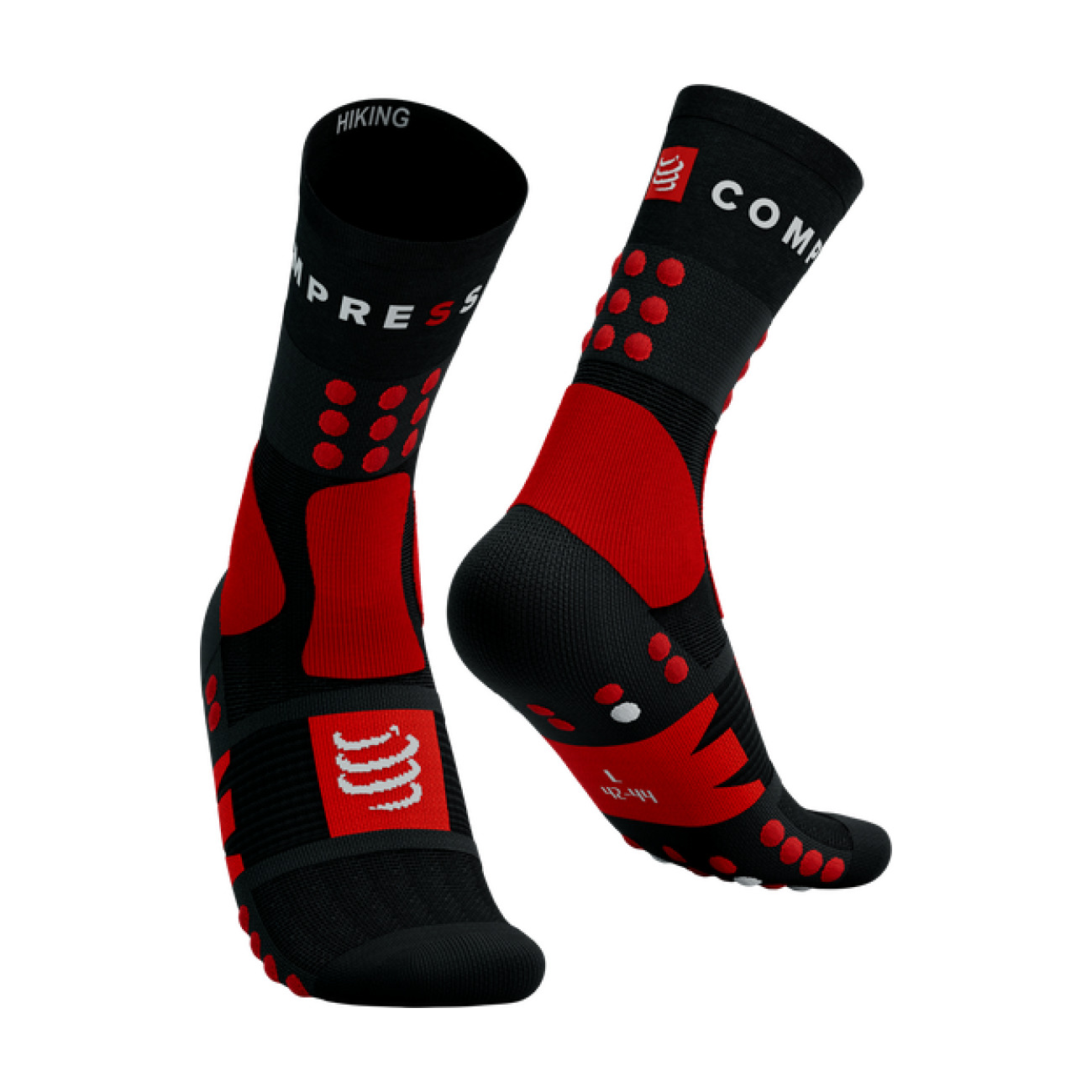 
                COMPRESSPORT Cyklistické ponožky klasické - HIKING - červená/černá
            
