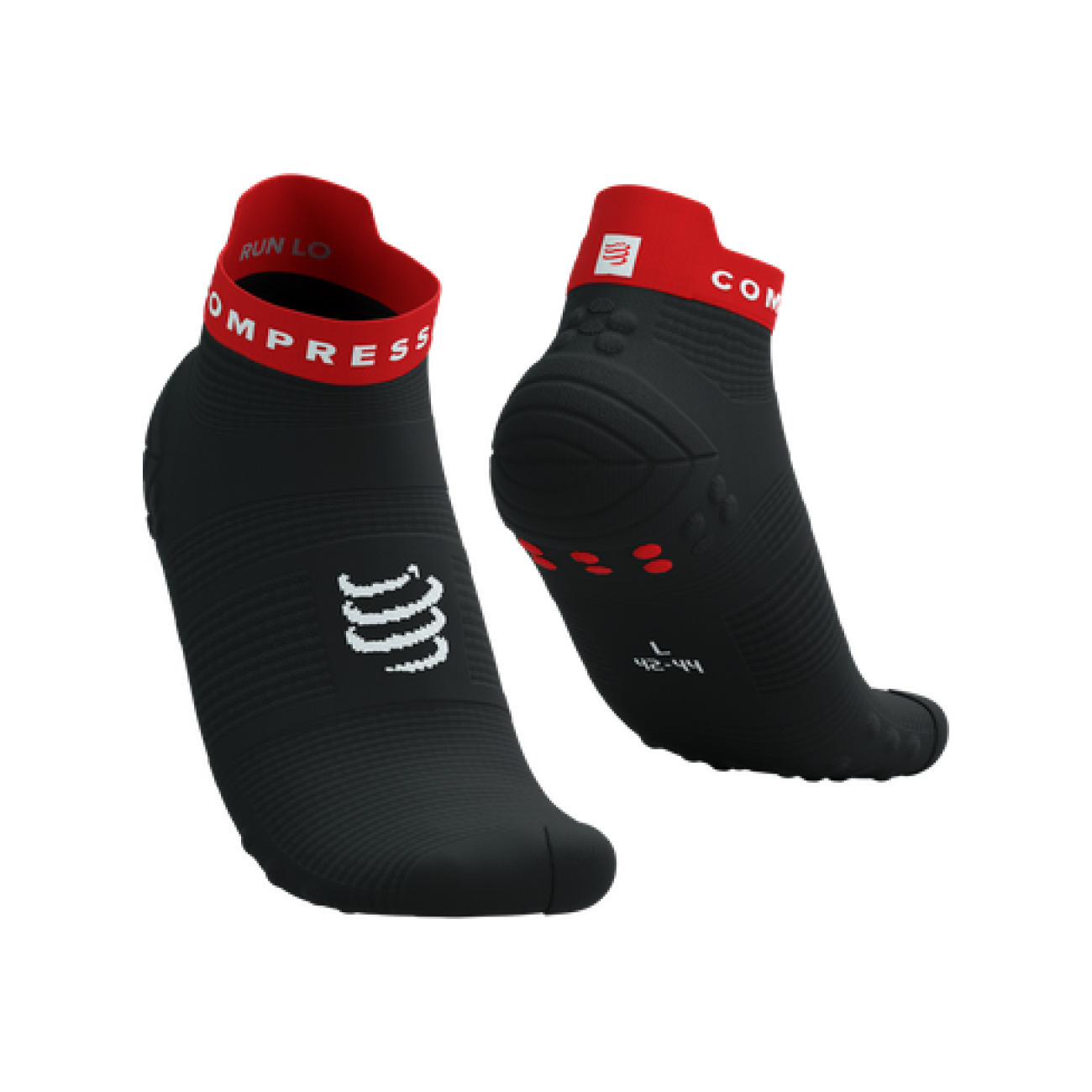 COMPRESSPORT Cyklistické ponožky kotníkové - PRO RACING V4.0 RUN LOW - černá/červená 39-41