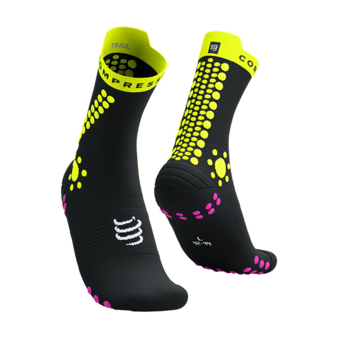 COMPRESSPORT Cyklistické ponožky klasické - PRO RACING V4.0 TRAIL - žlutá/černá 42-44