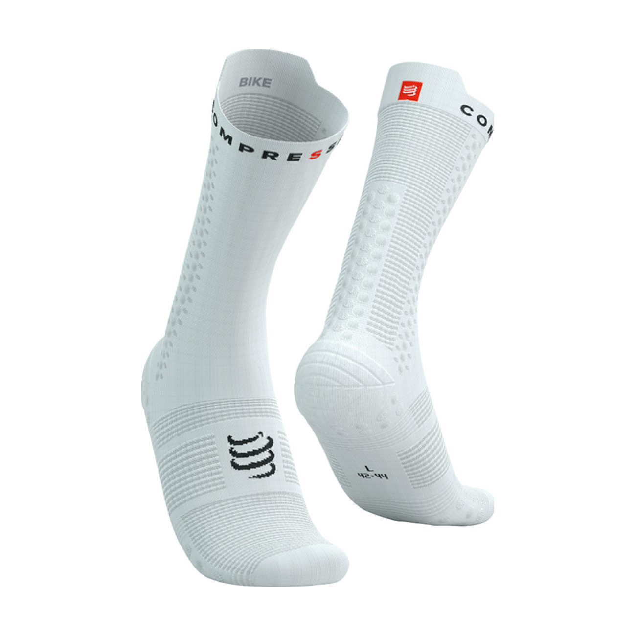 Levně COMPRESSPORT Cyklistické ponožky klasické - PRO RACING V4.0 BIKE - bílá