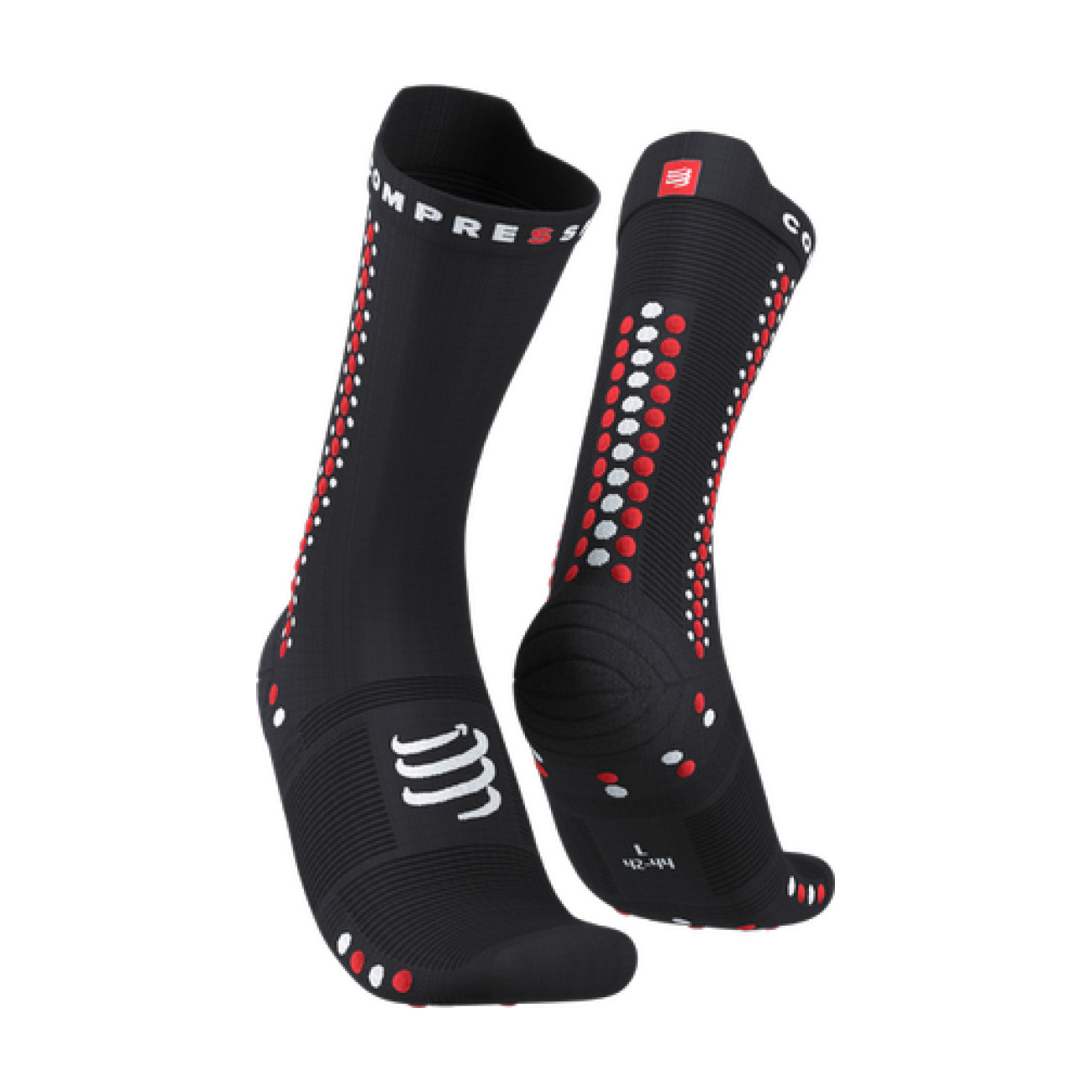 COMPRESSPORT Cyklistické ponožky klasické - PRO RACING V4.0 BIKE - černá/červená 42-44