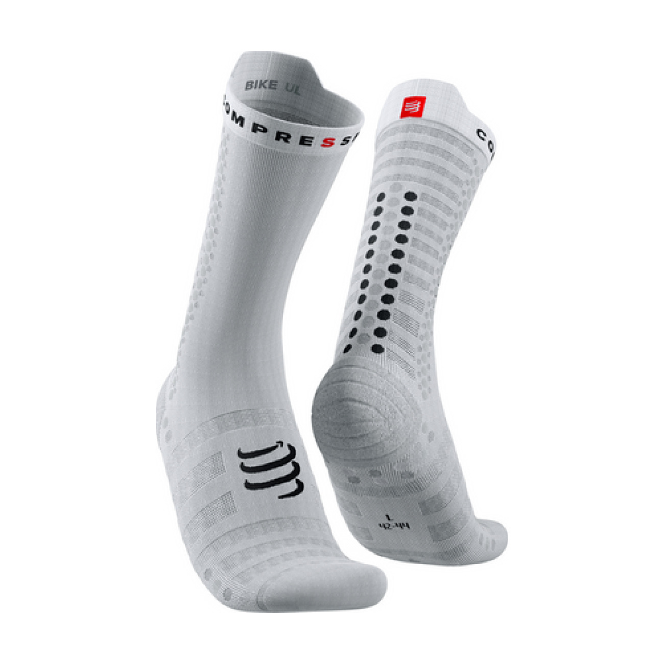 
                COMPRESSPORT Cyklistické ponožky klasické - PRO RACING V4.0 ULTRALIGHT BIKE  - bílá/černá
            