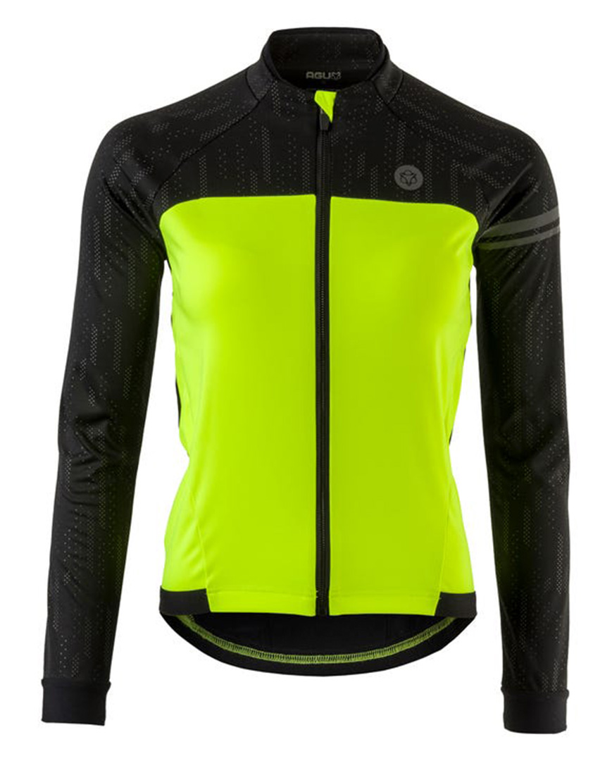 AGU Cyklistická zateplená bunda - ESSENTIAL HIVIS LADY - černá/žlutá