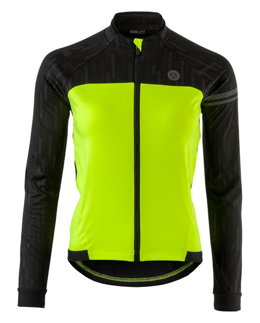 AGU Cyklistická zateplená bunda - ESSENTIAL HIVIS LADY - černá/žlutá
