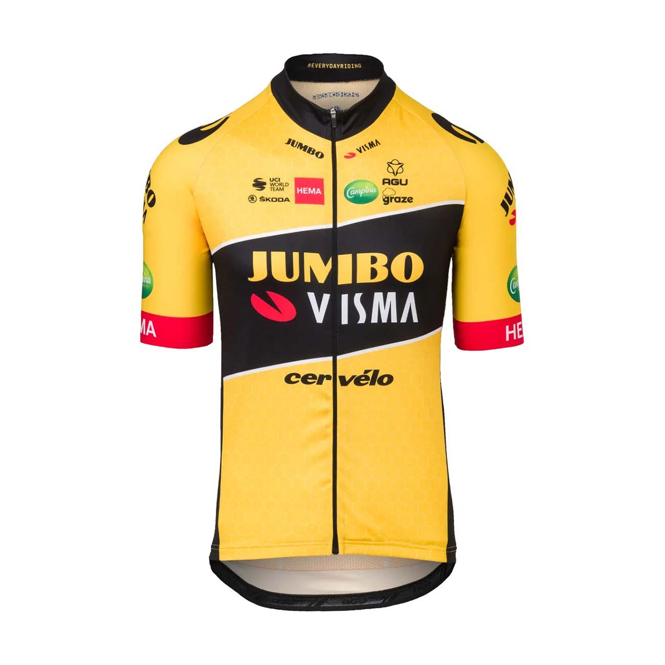 AGU Cyklistický dres s krátkým rukávem - JUMBO-VISMA 2022 - černá/žlutá