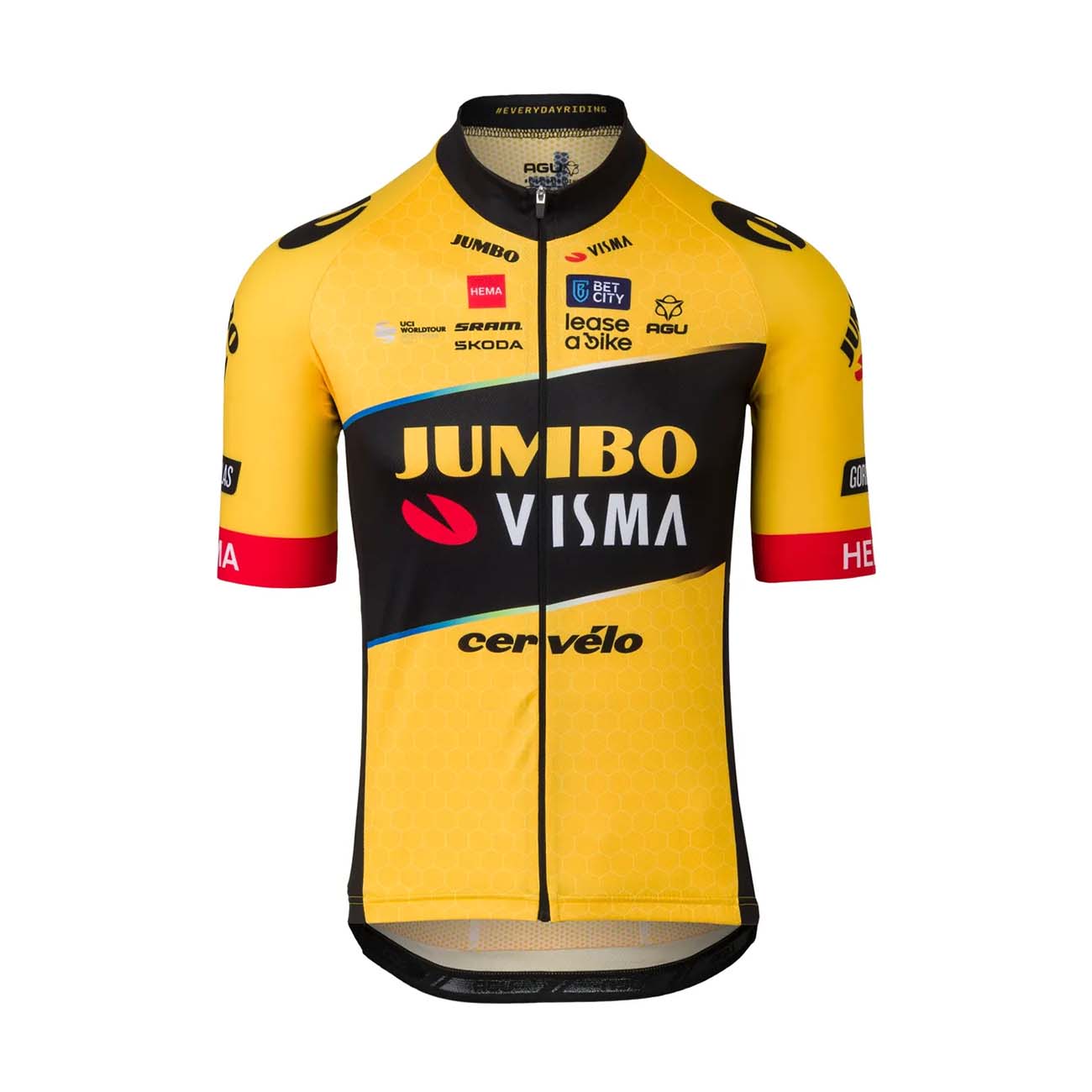 AGU Cyklistický dres s krátkým rukávem - JUMBO-VISMA 2023 - černá/žlutá XL