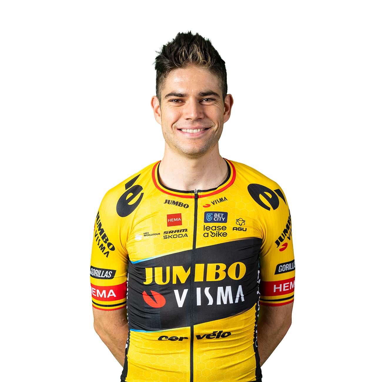 
                AGU Cyklistický dres s krátkým rukávem - JUMBO-VISMA 2023 WOUT VAN AERT - žlutá/černá 2XL
            