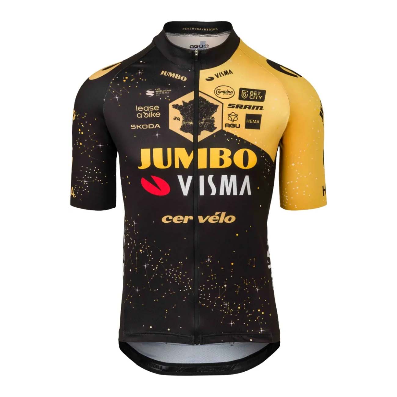 AGU Cyklistický dres s krátkým rukávem - JUMBO-VISMA VELODROME TDF 2023 - žlutá/černá