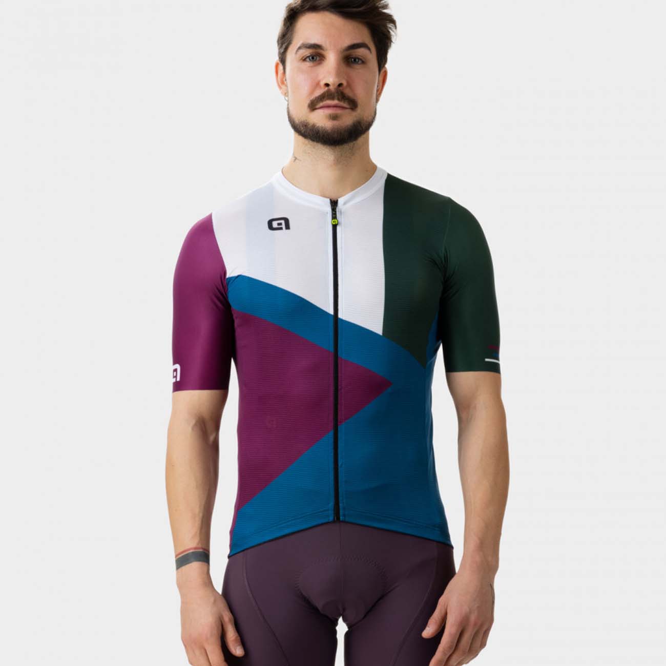 ALÉ Cyklistický dres s krátkým rukávem - NEXT - zelená/modrá/bordó/bílá 4XL
