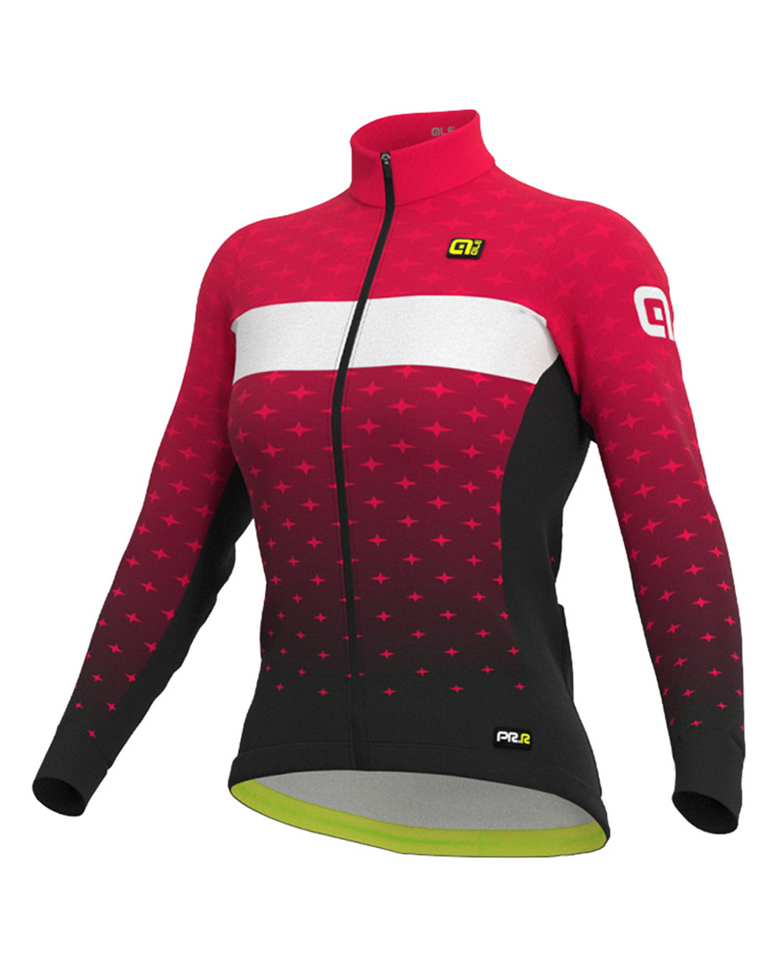 
                ALÉ Cyklistický dres s dlouhým rukávem zimní - PR-R STARS LADY WNT - černá/růžová XL
            
