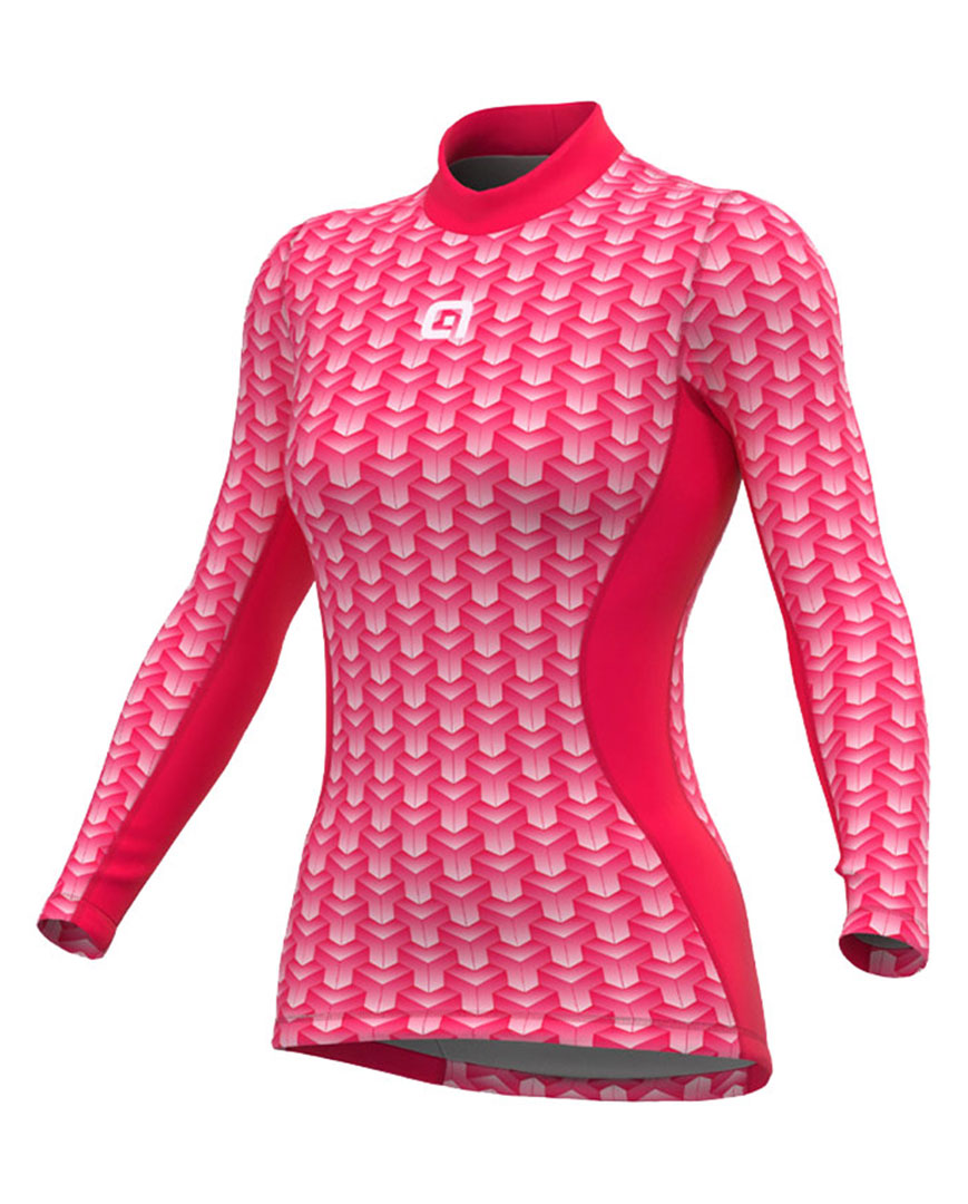 
                ALÉ Cyklistické triko s dlouhým rukávem - INTIMO CUBES - růžová XS
            