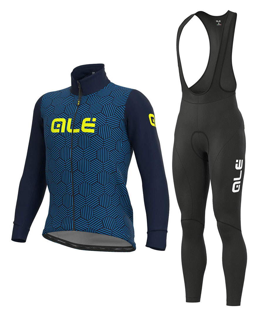 
                ALÉ Cyklistická zimní bunda a kalhoty - SOLID CROSS WINTER - černá/modrá
            