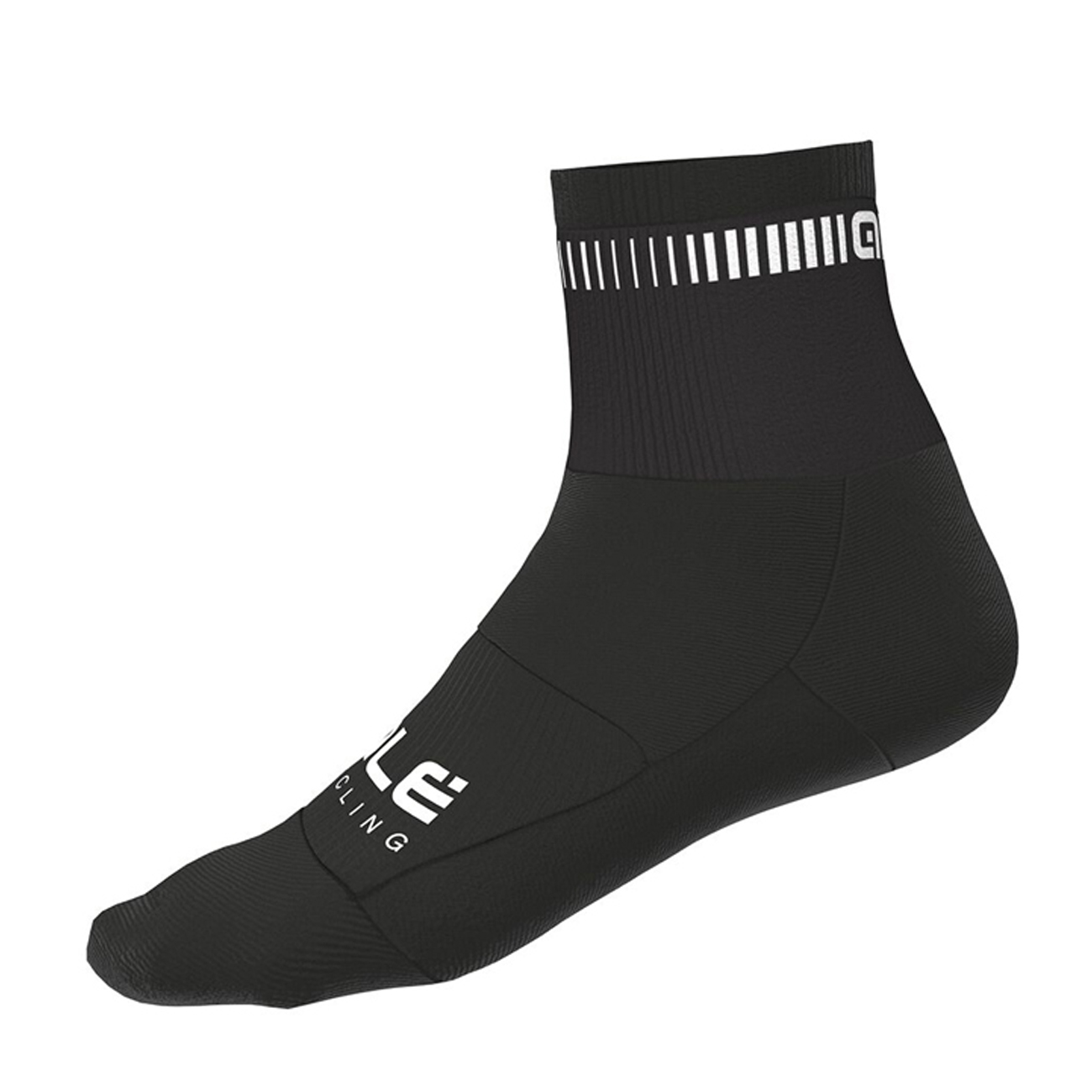 ALÉ Cyklistické ponožky klasické - LOGO Q-SKIN - bílá/černá