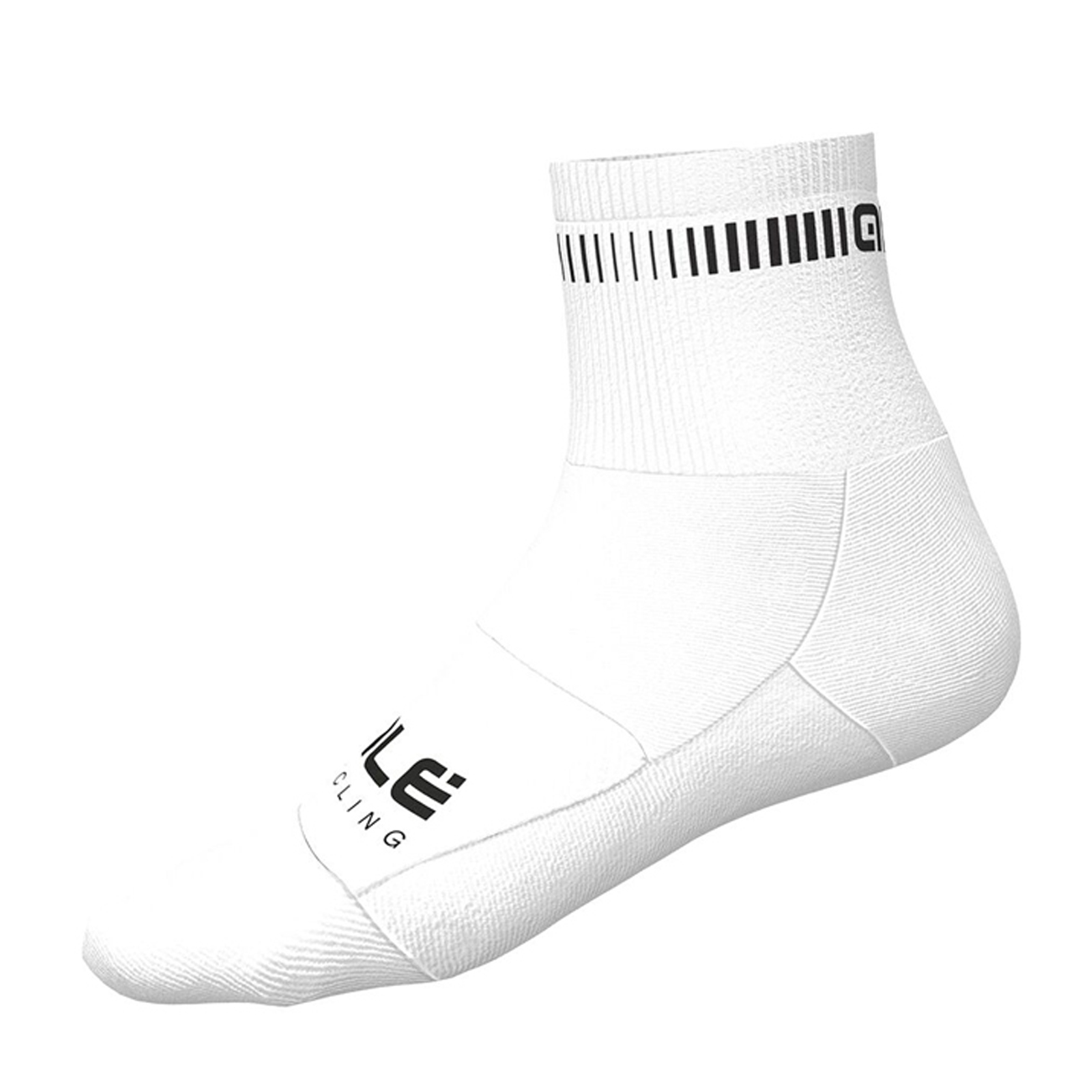 ALÉ Cyklistické ponožky klasické - LOGO Q-SKIN - bílá L