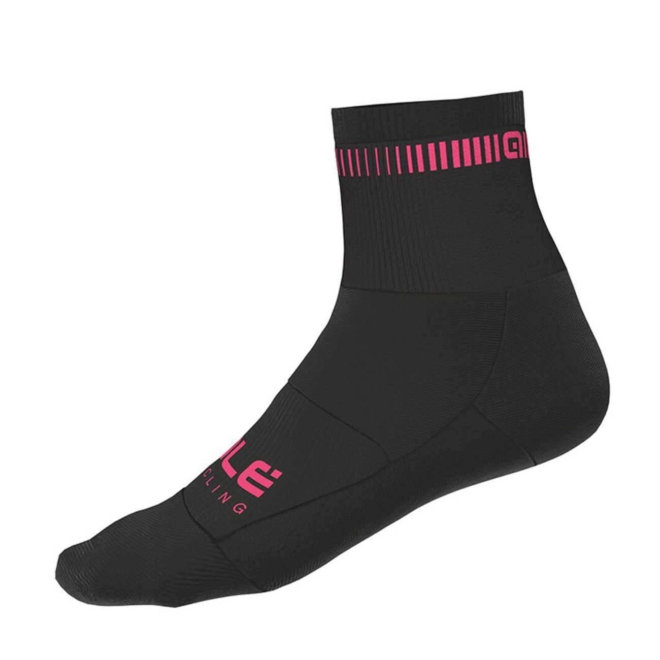 
                ALÉ Cyklistické ponožky klasické - LOGO Q-SKIN  - černá/růžová S
            