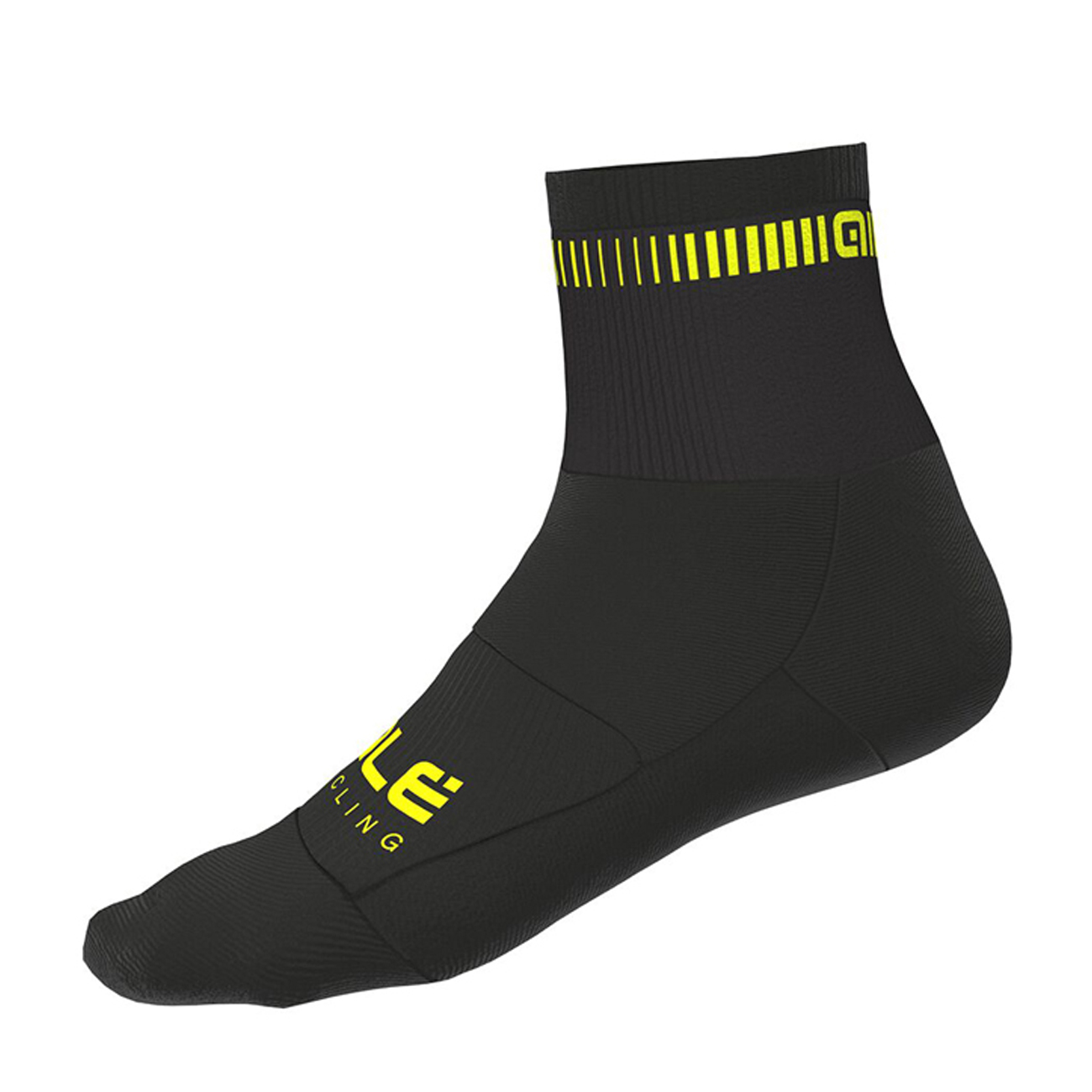 
                ALÉ Cyklistické ponožky klasické - LOGO Q-SKIN  - černá/žlutá
            