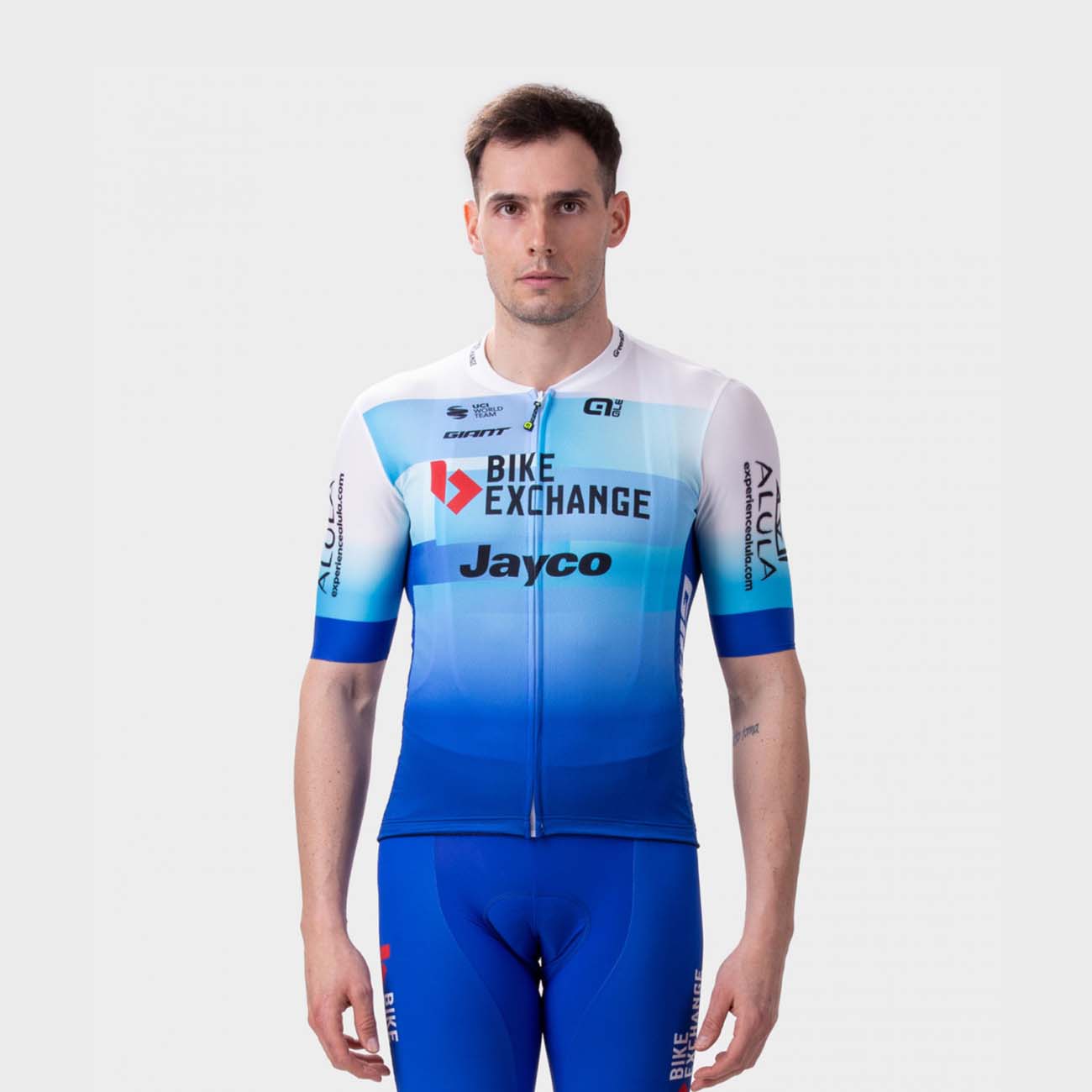 ALÉ Cyklistický dres s krátkým rukávem - BIKE EXCHANGE 2022 - bílá/modrá 4XL