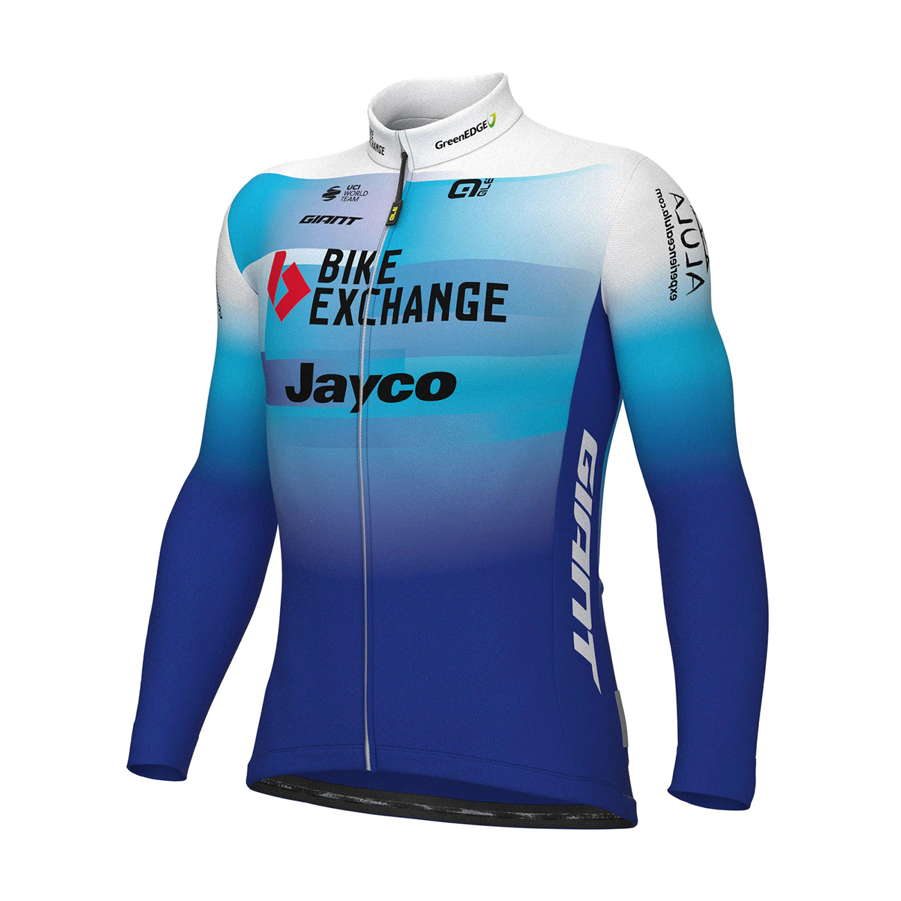 ALÉ Cyklistický dres s dlouhým rukávem zimní - BIKE EXCHANGE 2022 - bílá/modrá 3XL