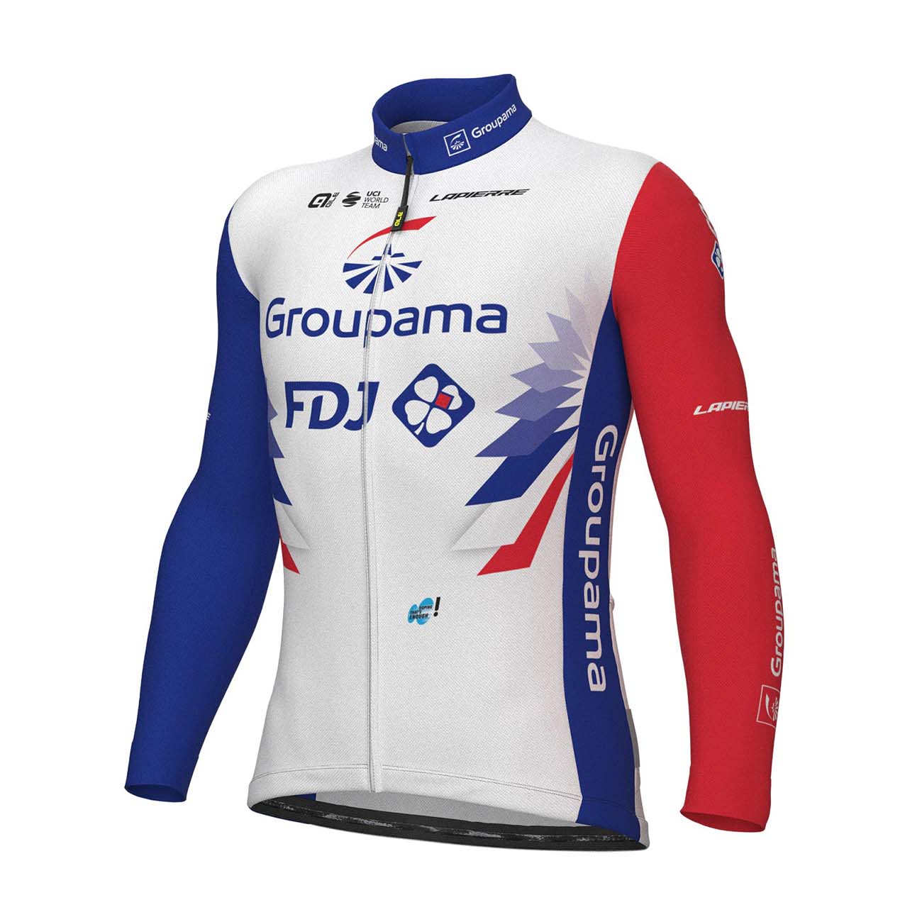 ALÉ Cyklistický dres s dlouhým rukávem zimní - GROUPAMA FDJ 2022 - červená/modrá/bílá 2XL