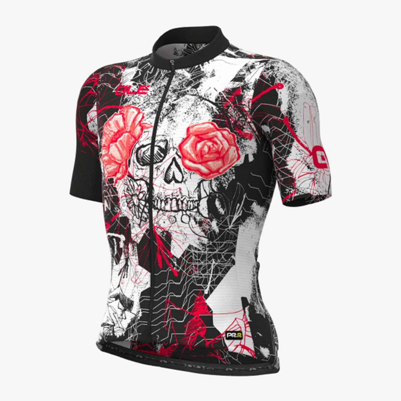 
                ALÉ Cyklistický dres s krátkým rukávem - SKULL - černá/červená/bílá L
            
