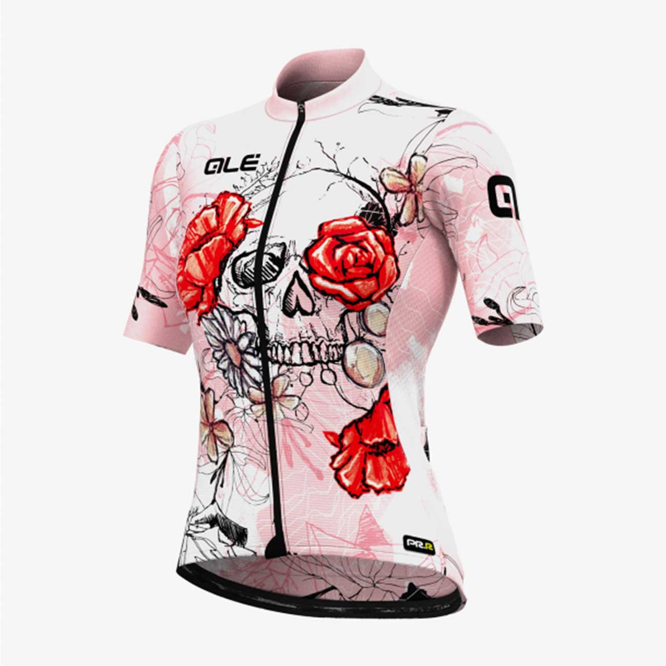 ALÉ Cyklistický dres s krátkým rukávem - SKULL LADY - růžová 2XL