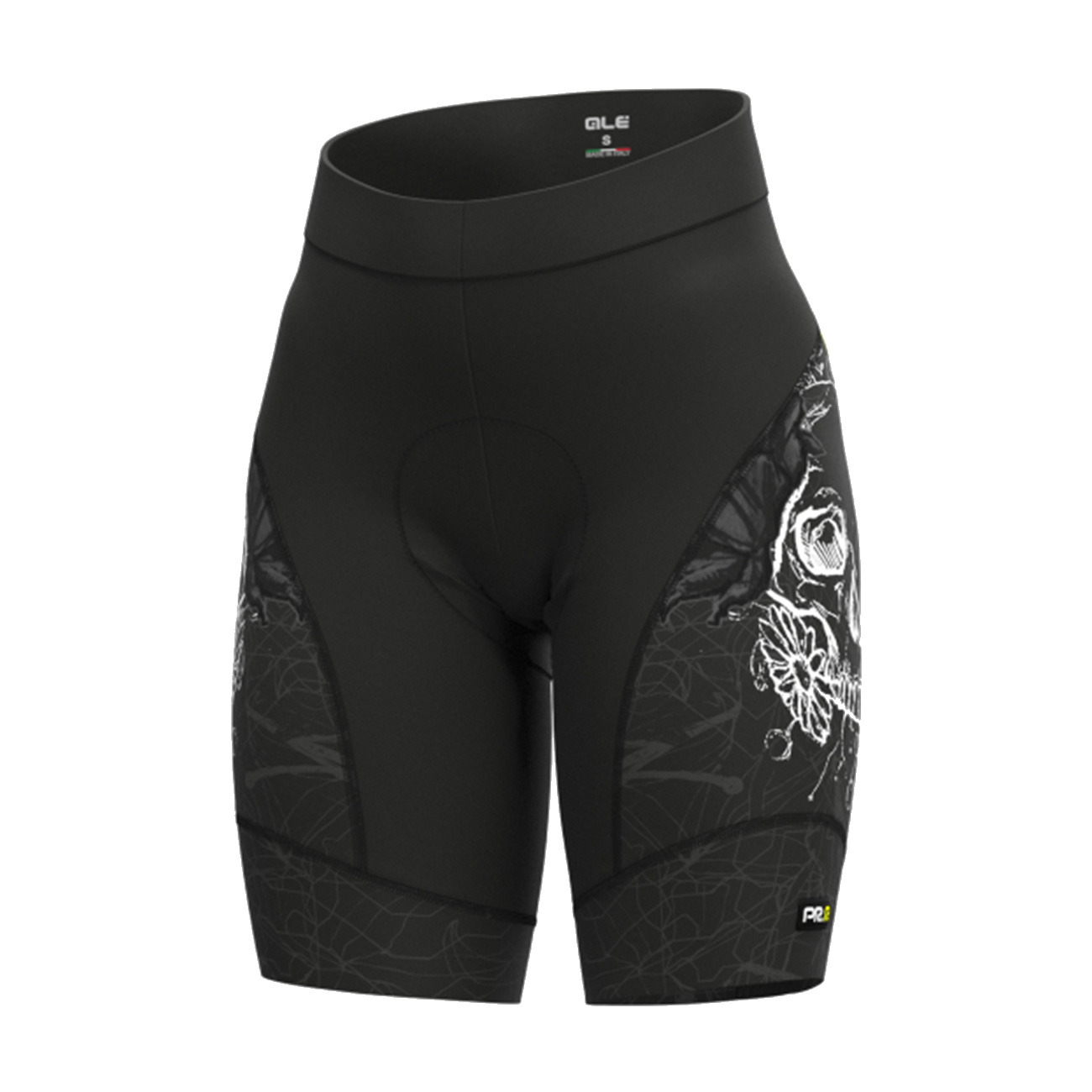 
                ALÉ Cyklistické kalhoty krátké bez laclu - SKULL LADY - černá S
            