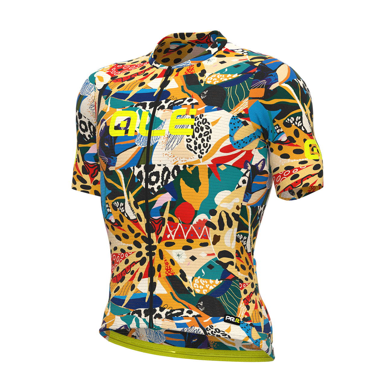 ALÉ Cyklistický dres s krátkým rukávem - PR-R KENYA - žlutá/oranžová/modrá/zelená/černá 4XL