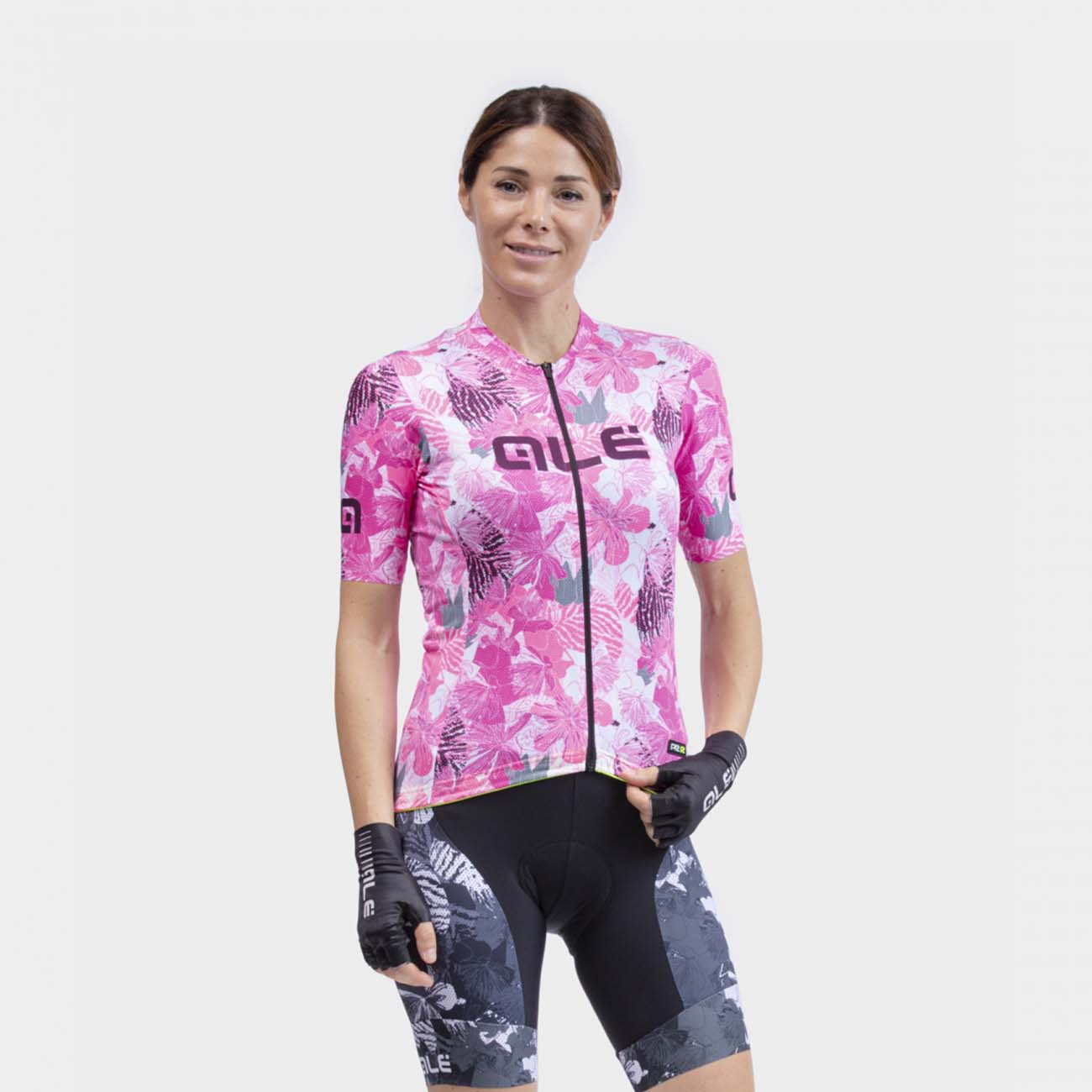 
                ALÉ Cyklistický dres s krátkým rukávem - PR-R AMAZZONIA LADY - bílá/bordó/růžová/šedá XL
            