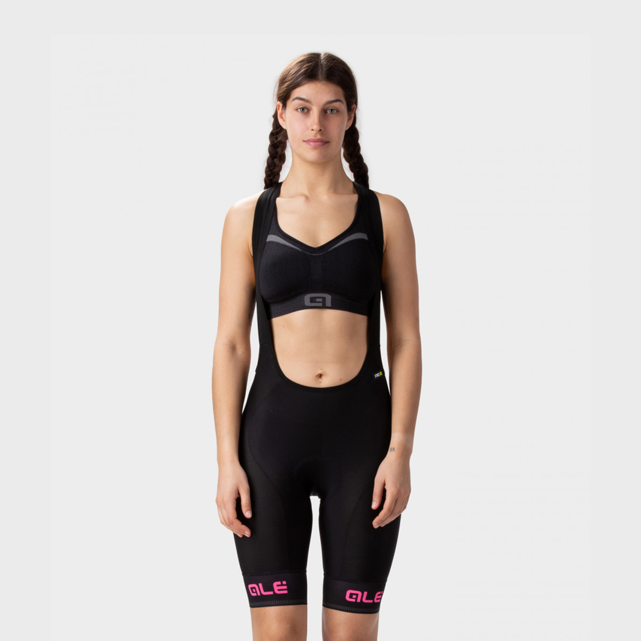 
                ALÉ Cyklistické kalhoty krátké s laclem -  PR-R SELLA PLUS LADY - růžová/černá XL
            