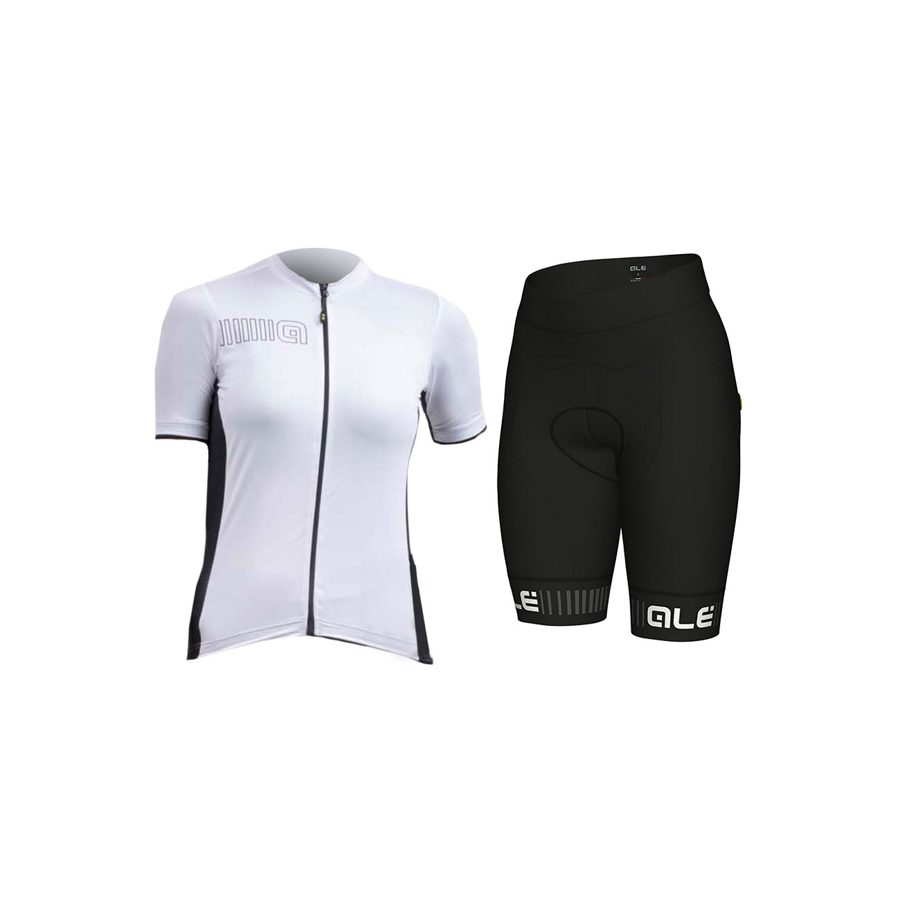 
                ALÉ Cyklistický krátký dres a krátké kalhoty - COLOR BLOCK LADY - bílá/černá
            