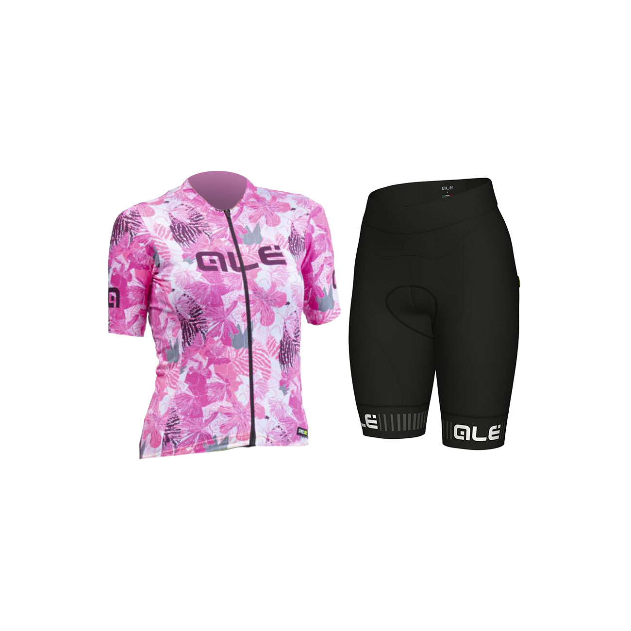 
                ALÉ Cyklistický krátký dres a krátké kalhoty - PR-R AMAZZONIA LADY - bílá/růžová/bordó/černá
            
