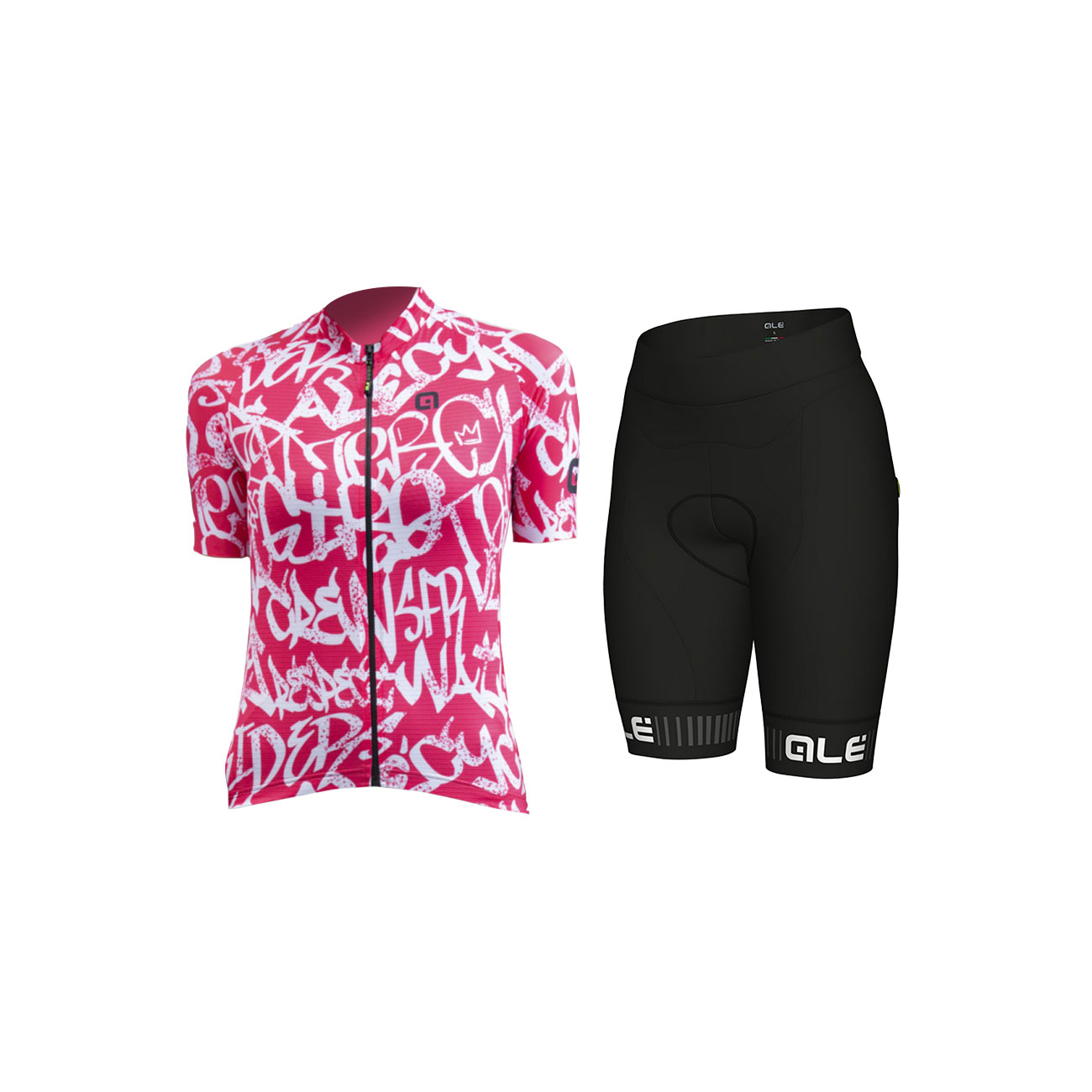 
                ALÉ Cyklistický krátký dres a krátké kalhoty - SOLID RIDE LADY - černá/červená/bílá
            