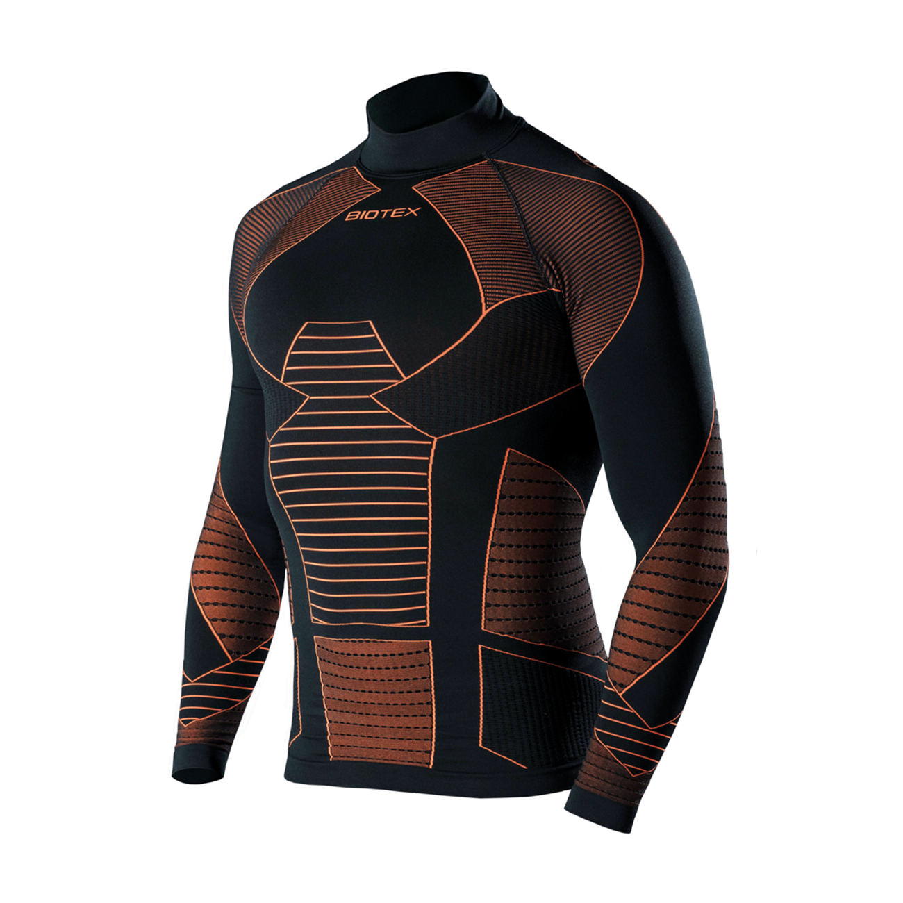 Levně BIOTEX Cyklistické triko s dlouhým rukávem - ICEBREAK - černá/oranžová M-L