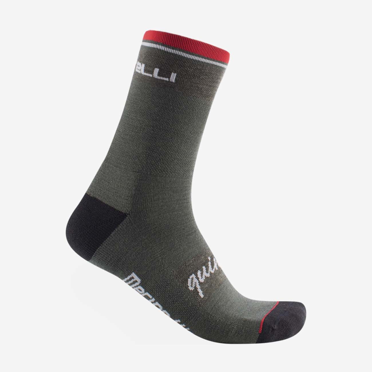 
                CASTELLI Cyklistické ponožky klasické - QUINDICI SOFT MERINO - zelená S-M
            