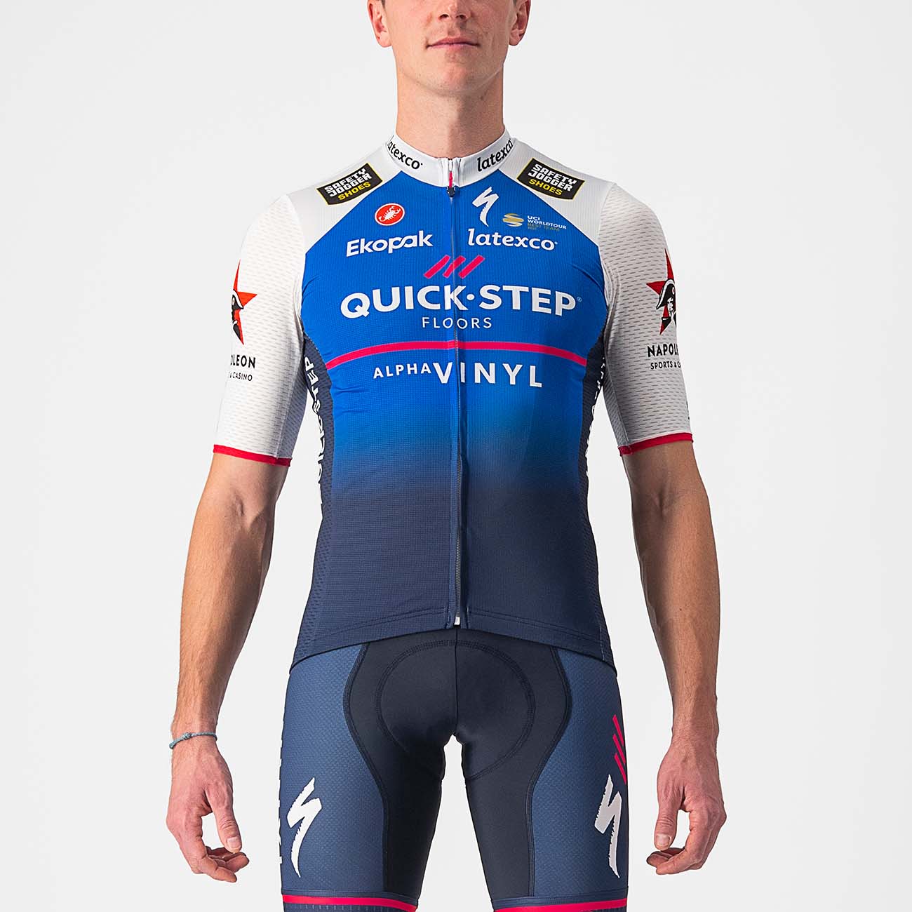 
                CASTELLI Cyklistický dres s krátkým rukávem - QUICK-STEP 2022 COMPETIZIONE - modrá/bílá
            