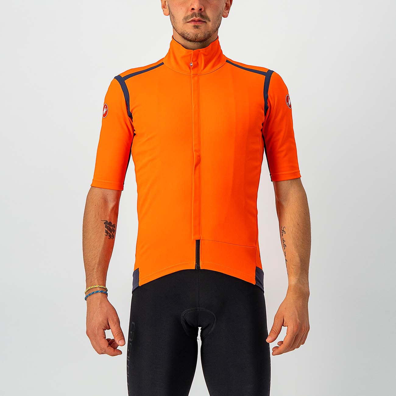 
                CASTELLI Cyklistický dres s krátkým rukávem - GABBA ROS - oranžová/modrá
            