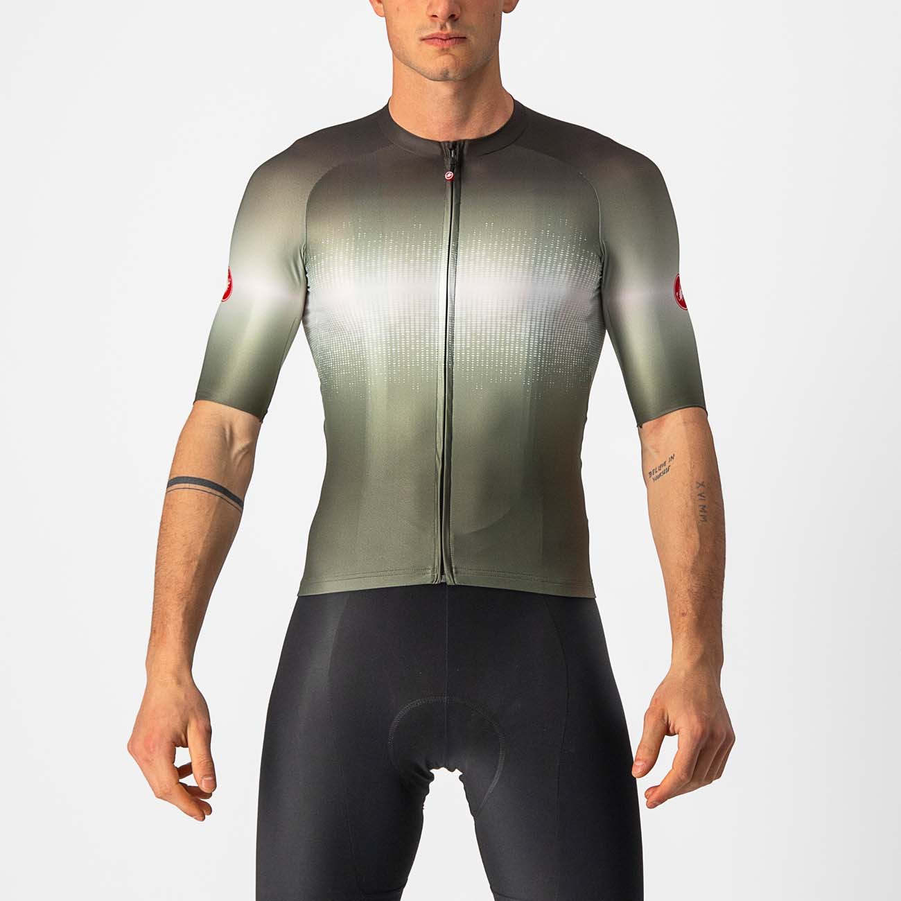 
                CASTELLI Cyklistický dres s krátkým rukávem - AERO RACE 6.0 - černá/zelená/antracitová 2XL
            