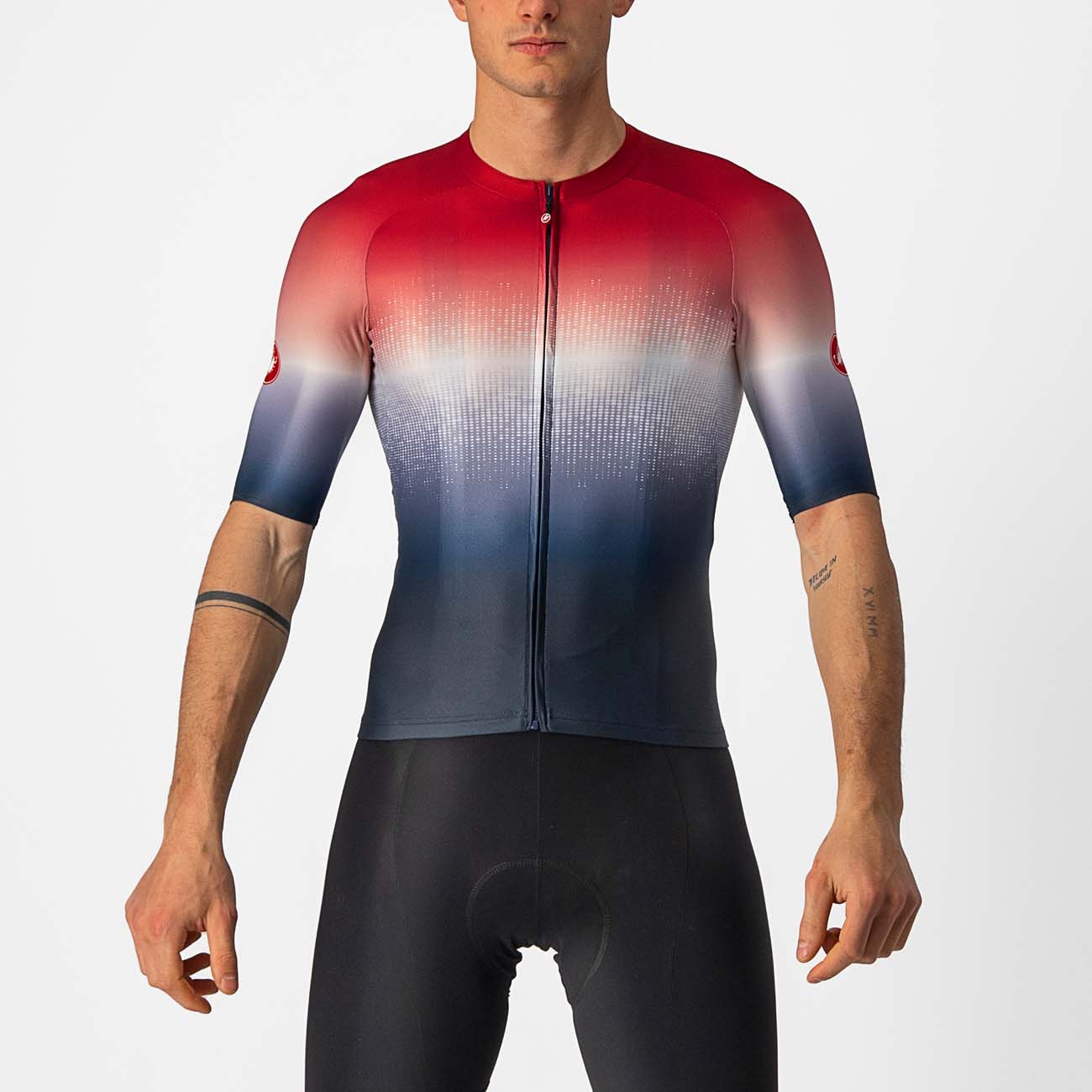 
                CASTELLI Cyklistický dres s krátkým rukávem - AERO RACE 6.0 - šedá/bílá/červená/modrá/černá 3XL
            