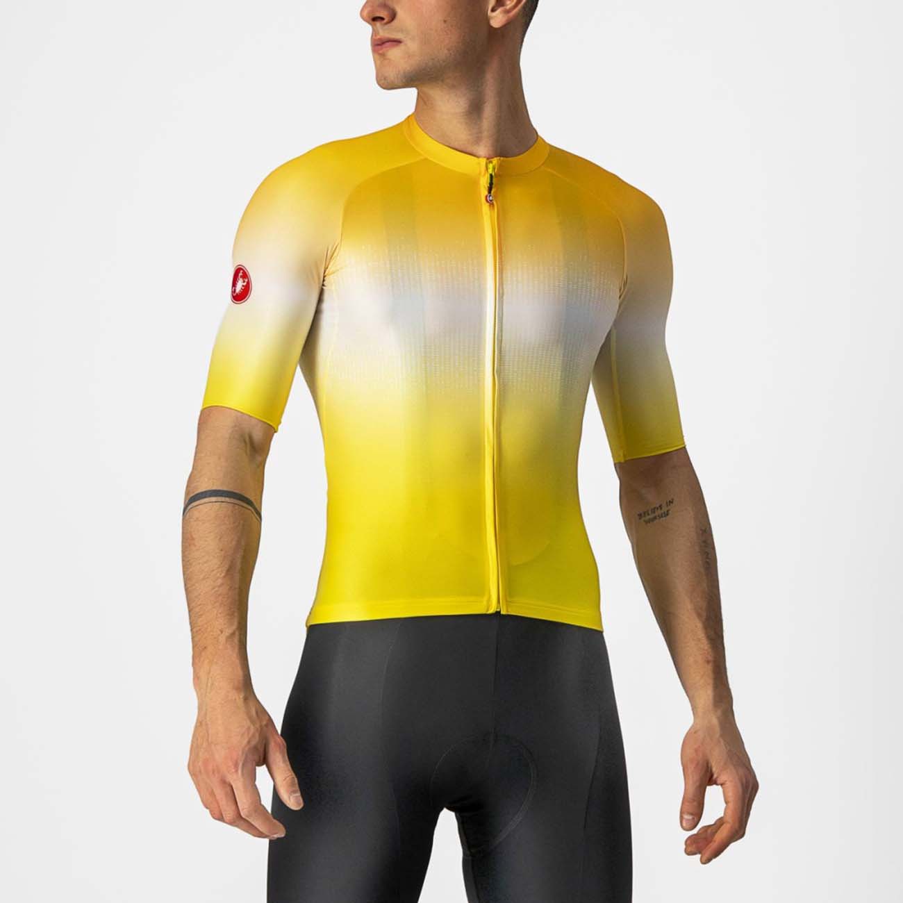 
                CASTELLI Cyklistický dres s krátkým rukávem - AERO RACE 6.0 - žlutá/bílá
            