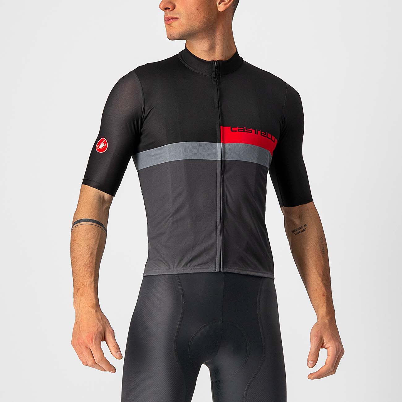 
                CASTELLI Cyklistický dres s krátkým rukávem - A BLOCCO - černá/šedá/červená
            