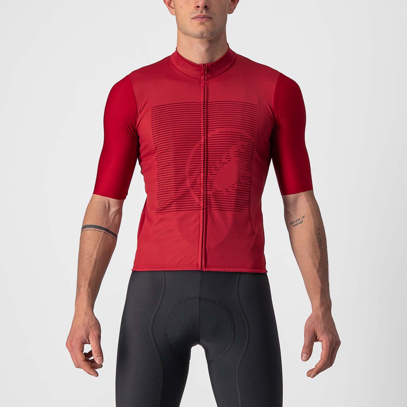 
                CASTELLI Cyklistický dres s krátkým rukávem - BAGARRE  - červená/bordó S
            