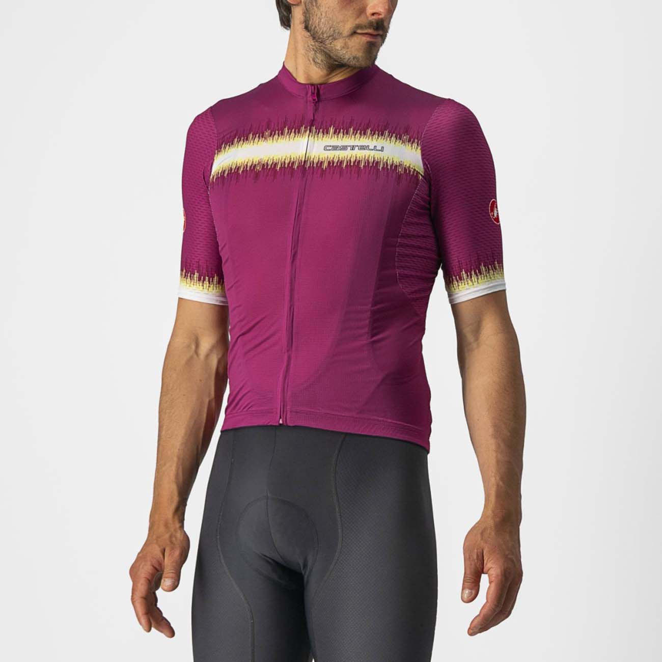 
                CASTELLI Cyklistický dres s krátkým rukávem - GRIMPEUR - bordó/cyklámenová/béžová L
            