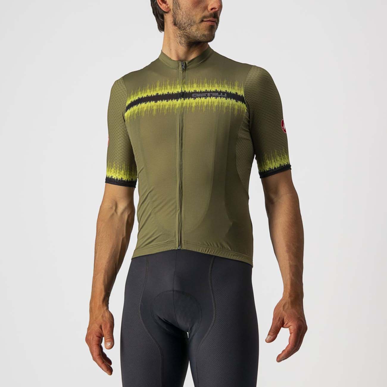 
                CASTELLI Cyklistický dres s krátkým rukávem - GRIMPEUR - zelená/žlutá XL
            