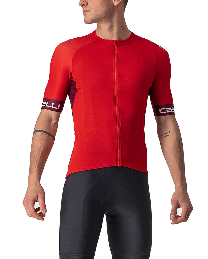 
                CASTELLI Cyklistický dres s krátkým rukávem - ENTRATA VI - bordó/červená 2XL
            