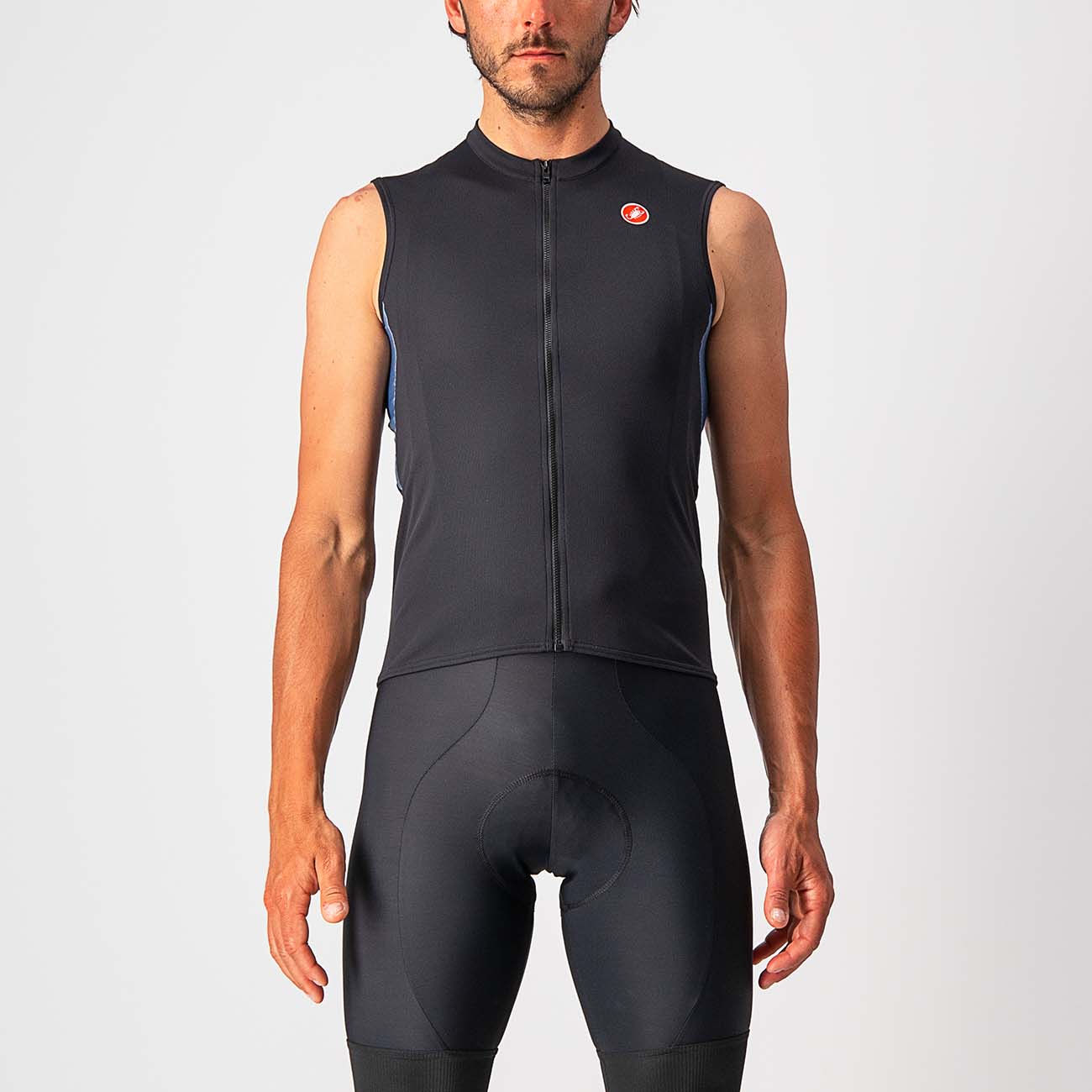 
                CASTELLI Cyklistický dres bez rukávů - ENTRATA VI - oranžová/černá/modrá
            