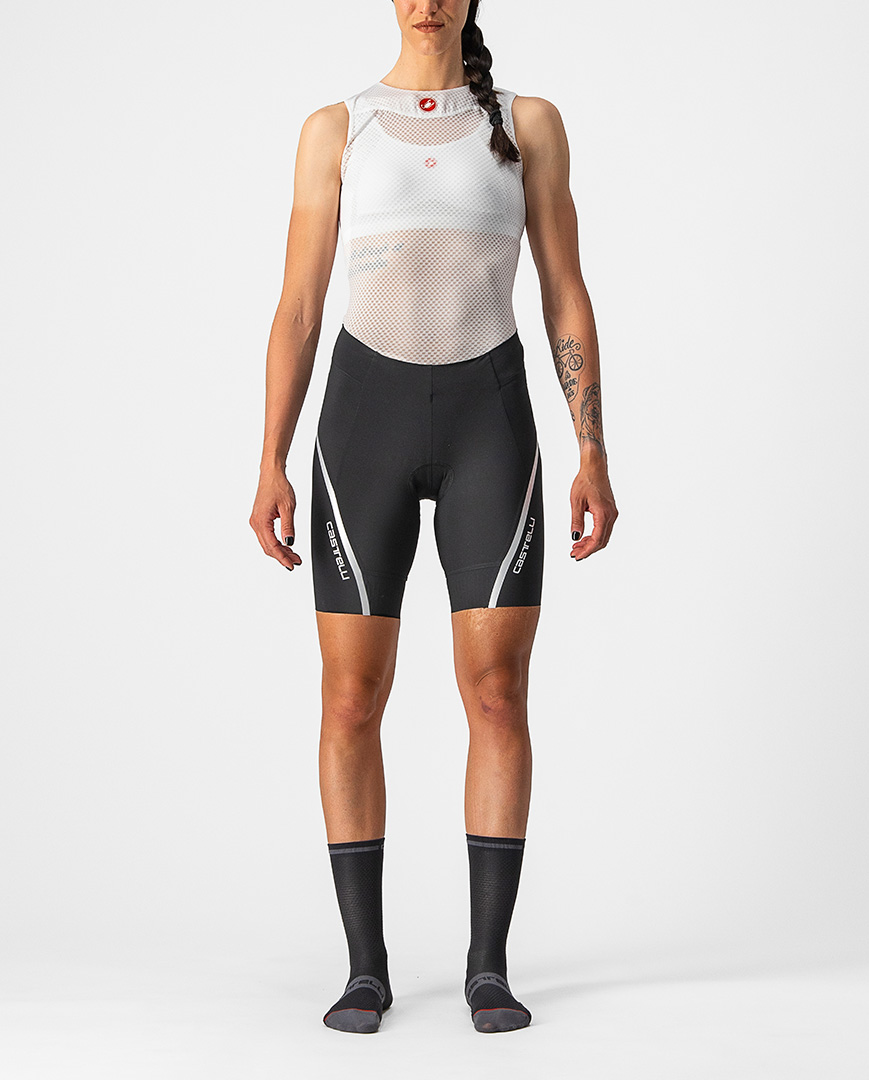 
                CASTELLI Cyklistické kalhoty krátké bez laclu - VELOCISSIMA 3 LADY - černá/stříbrná XS
            